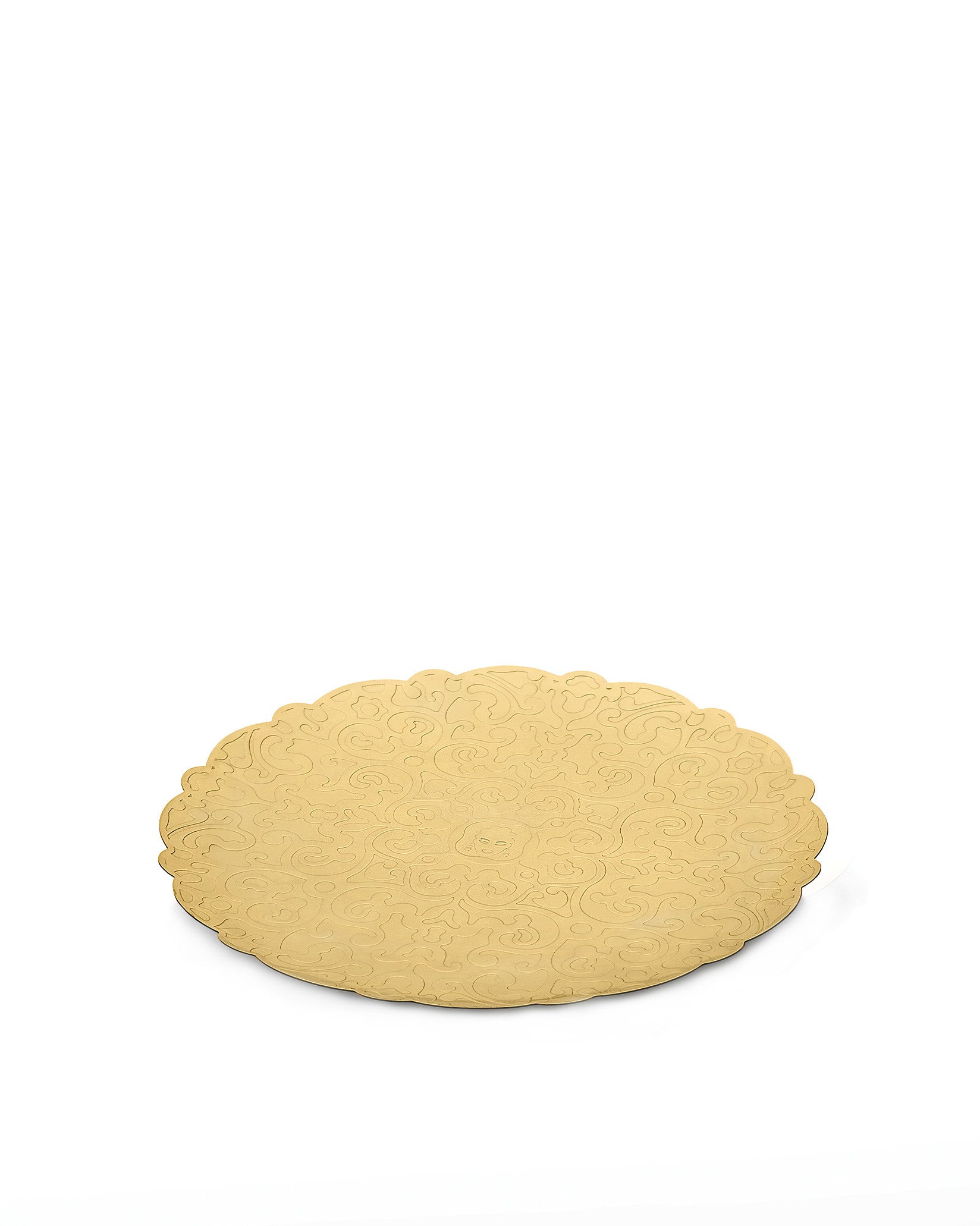 Dressed: Decorated Round Tray in Gold-Finish Steel | Alessi