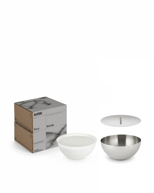Rocc Marble Vela perfumada. Recipiente con tapa Alessi