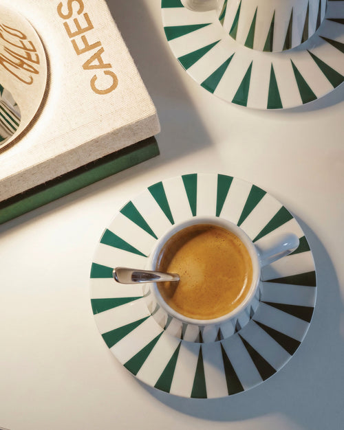 Delight verde Set de dos tacitas para café con platito Alessi 1