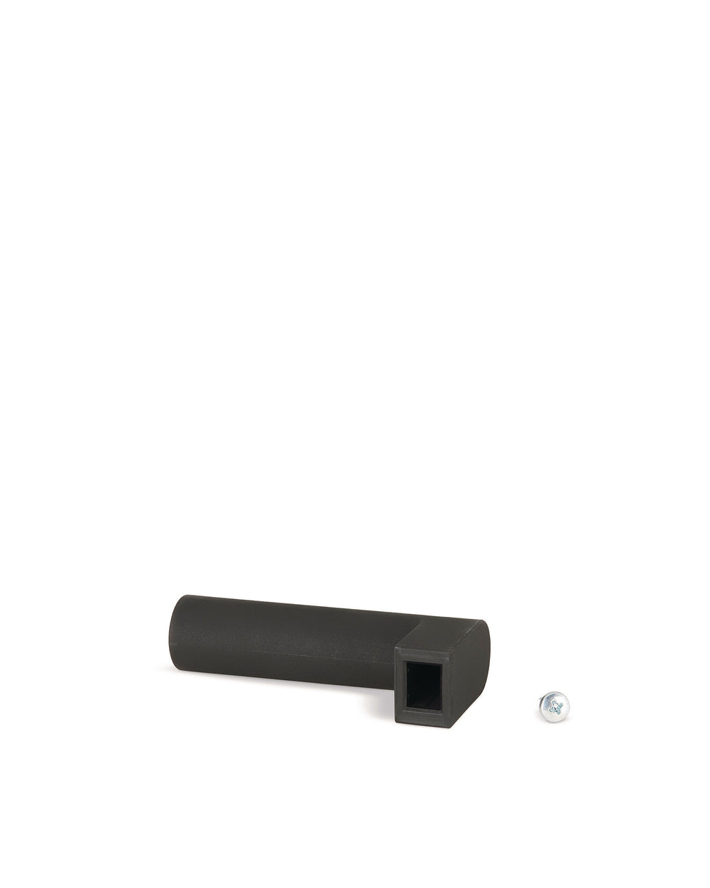 Black L-shaped spare part by Alessi, with a small silver screw.