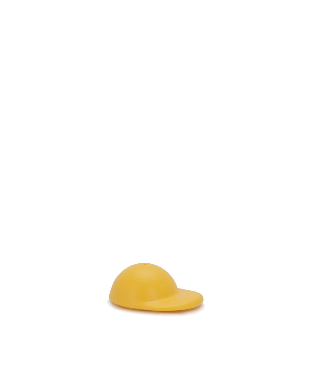 Yellow hat-shaped spare part by Alessi, smooth and domed with a flat front brim.