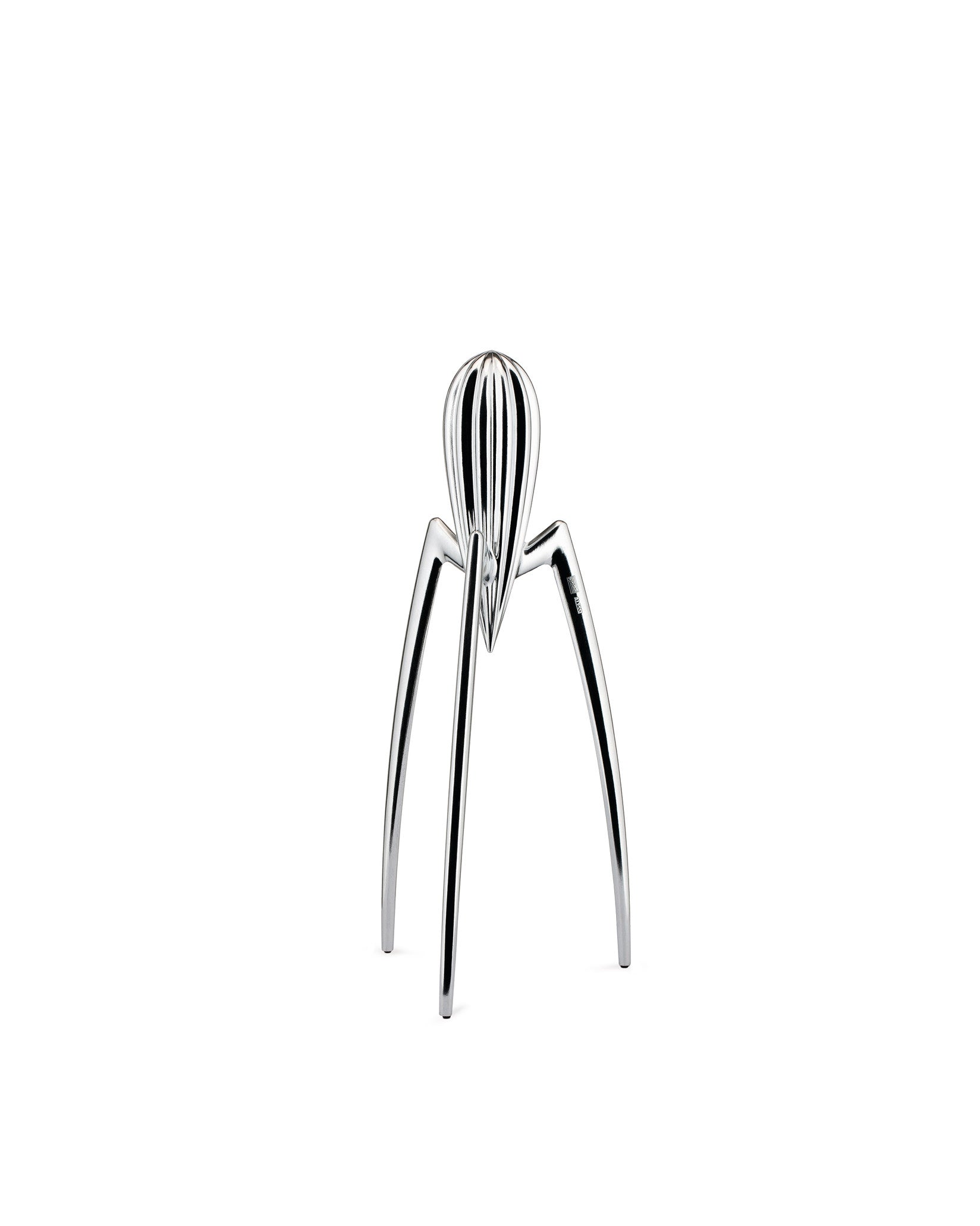 Die berühmteste Zitruspresse der Welt, die von Philippe Starck entworfene Alessi Juicy Salif Citrus Squeezer, ist eine Ikone der Küchengeräte. Dreibeiniges Design aus poliertem Aluminium